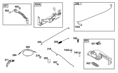 Controls Group Diagram and Parts List for 104M02-0031-H5 100000 - 19Z999 Briggs and Stratton Engine